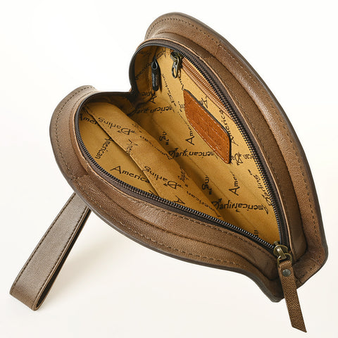American Darling Hand-Tooled Genuine Leather Western Taco Bag | Floral Carved Artisan Wristlet