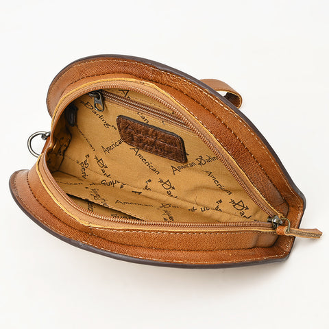 American Darling Hand-Tooled Genuine Leather Western Taco Bag | Floral Carved Artisan Wristlet
