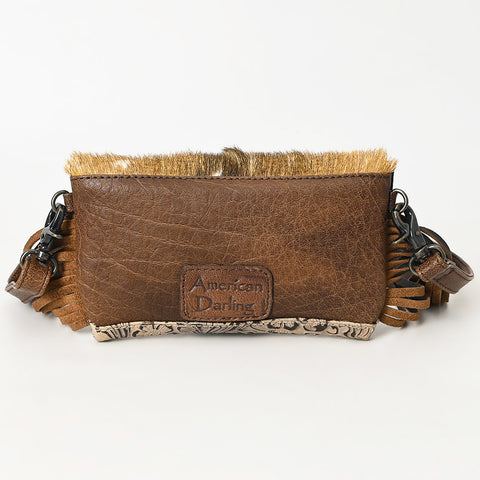 American Darling Hair-On Cowhide Genuine Leather Western Crossbody Bag with Fringe