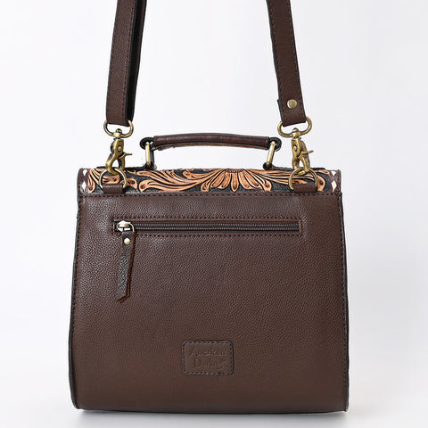 American Darling Western Leather Hand Tooled Floral Messenger Bag