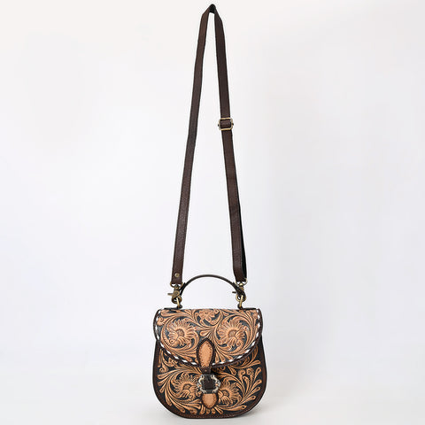 American Darling Western Leather Hand Tooled Floral  Crossbody Bag