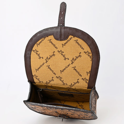 American Darling Western Leather Hand Tooled Floral  Crossbody Bag