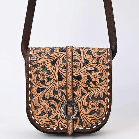 American Darling Western Leather Hand Tooled Floral Small Cross body Bag