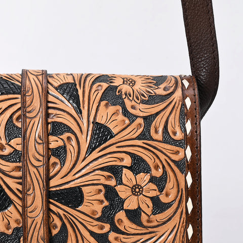 American Darling Western Leather Hand Tooled Floral Small Cross body Bag