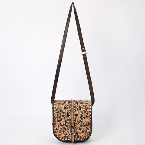 American Darling Western Leather Hand Tooled Floral Small Cross body Bag