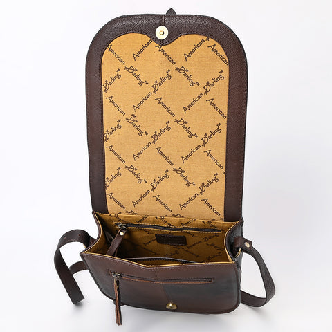American Darling Western Leather Hand Tooled Floral Small Cross body Bag