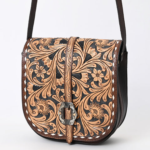 American Darling Western Leather Hand Tooled Floral Small Cross body Bag