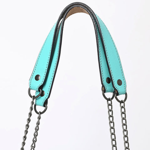 ADBGZ820 Hand-Tooled Leather Crossbody Bag with Chain Strap - Floral Western Design