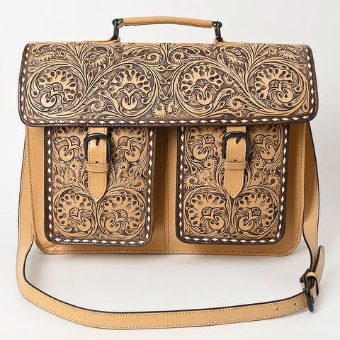 ADBGZ824 Hand-Tooled Leather Western Bag Double Pocket Briefcase Style