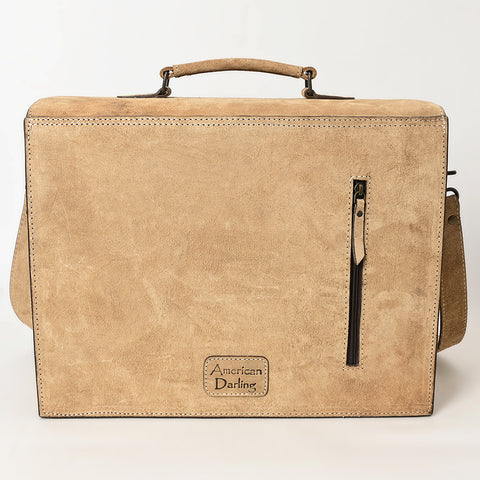 American Darling Hand-Tooled Genuine Leather Western Briefcase Bag | Genuine Suede & Buckstitch Artisan Design