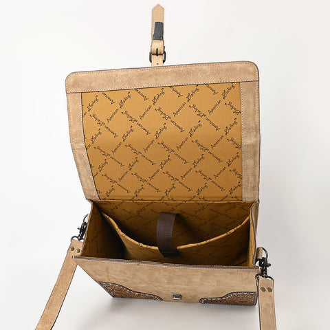 American Darling Hand-Tooled Genuine Leather Western Briefcase Bag | Genuine Suede & Buckstitch Artisan Design