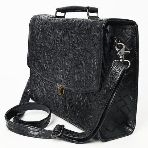 American Darling Western Hand-Tooled Leather Briefcase Bag ï¿½ Floral Carved Genuine Leather Work Bag