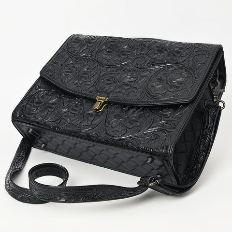 American Darling Western Hand-Tooled Leather Briefcase Bag ï¿½ Floral Carved Genuine Leather Work Bag