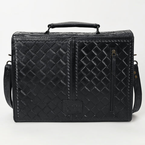 American Darling Western Hand-Tooled Leather Briefcase Bag ï¿½ Floral Carved Genuine Leather Work Bag