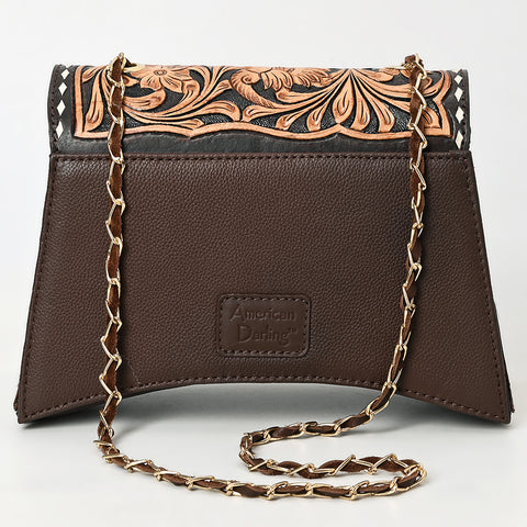 American Darling Western Leather Cross body Bag Hand Tooled Hair-On Cowhide