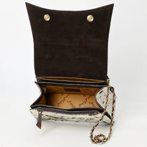 American Darling Western Leather Cross body Bag Hand Tooled Hair-On Cowhide