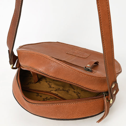 American Darling Western Leather Canteen Bag Hand Tooled Floral Carved Purse