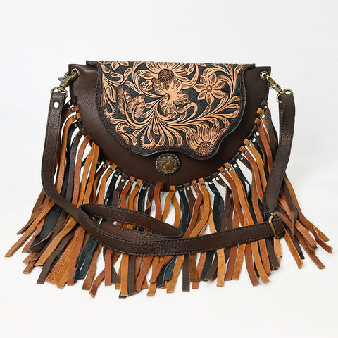American Darling Western Leather Small Cross body Bag Hand Tooled Floral