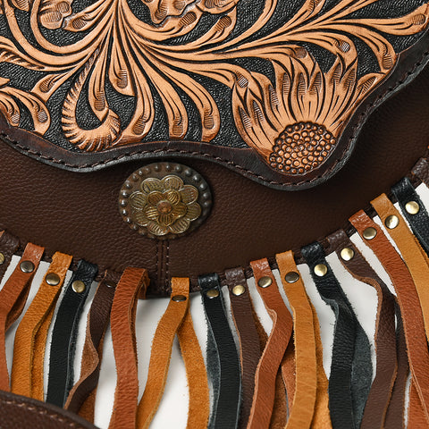 American Darling Western Leather Small Cross body Bag Hand Tooled Floral