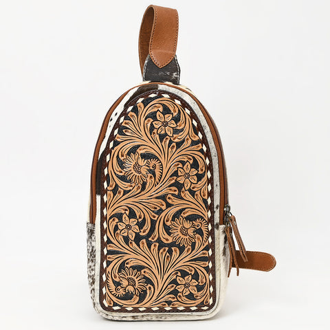 American Darling Western Leather Hand Tooled Hair-On Cowhide Sling Bag