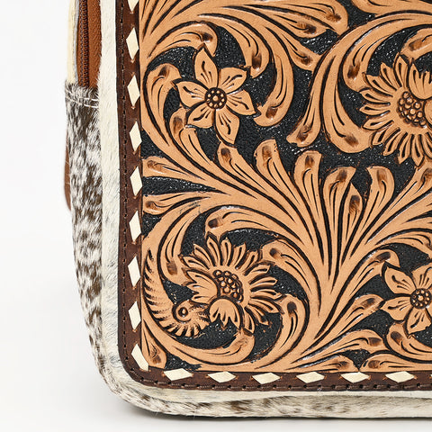 American Darling Western Leather Hand Tooled Hair-On Cowhide Sling Bag