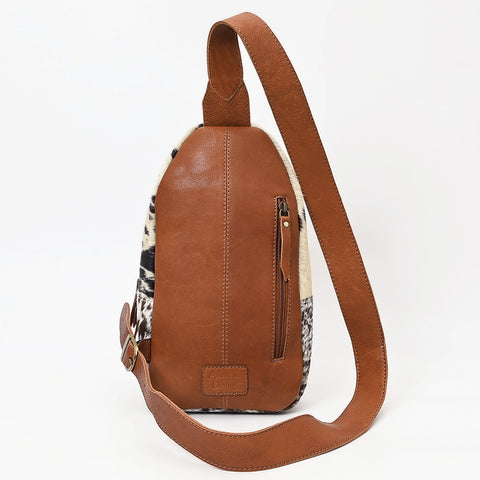 American Darling Western Leather Hand Tooled Hair-On Cowhide Sling Bag