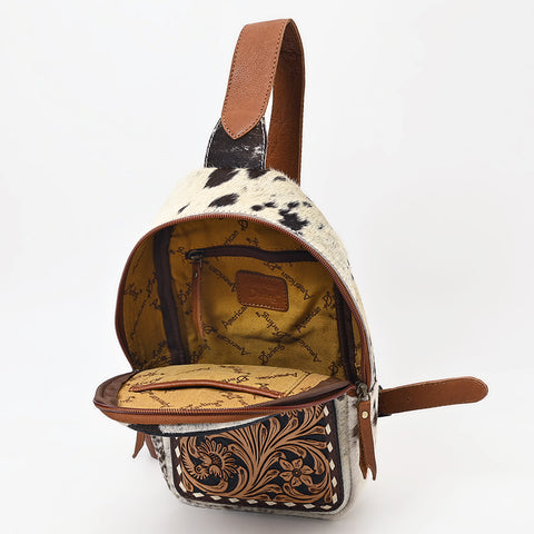 American Darling Western Leather Hand Tooled Hair-On Cowhide Sling Bag