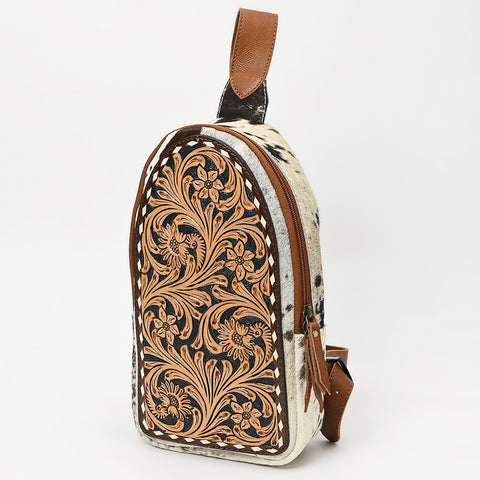 American Darling Western Leather Hand Tooled Hair-On Cowhide Sling Bag