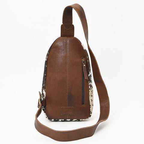 American Darling Hand Tooled Leather Hair-On Cowhide Sling Bag