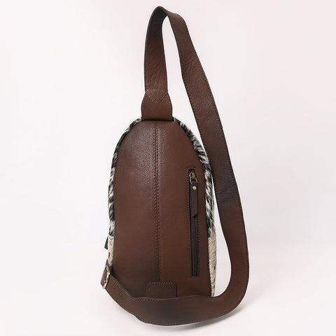 American Darling Hand Tooled Floral Leather & Hair-On Cowhide Sling Bag