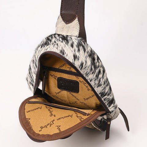 American Darling Hand Tooled Floral Leather & Hair-On Cowhide Sling Bag