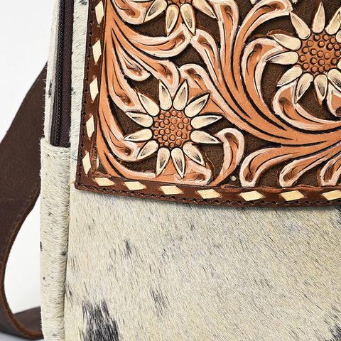 American Darling Hair-On Cowhide Hand Tooled Leather Sling Bag