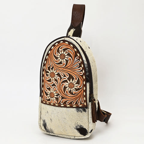 American Darling Hair-On Cowhide Hand Tooled Leather Sling Bag
