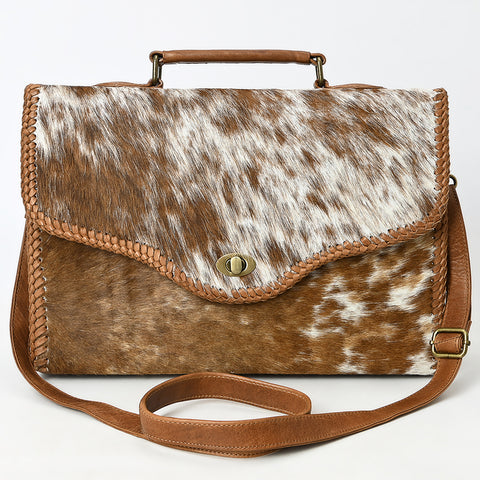 ADBGM399 Hair-On Cowhide Leather Messenger Bag with Braided Trim - American Darling