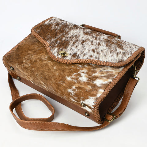 ADBGM399 Hair-On Cowhide Leather Messenger Bag with Braided Trim - American Darling