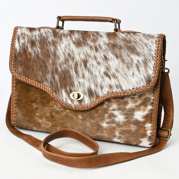 ADBGM399 Hair-On Cowhide Leather Messenger Bag with Braided Trim - American Darling