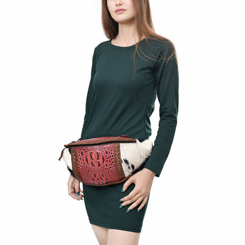 American Darling Handcrafted Western Leather Fanny Pack ï¿½ Hair-On Cowhide Genuine Leather