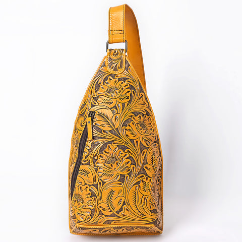 American Darling Hand-Tooled Western Leather Sling Bag | Genuine Leather Floral Carved Crossbody