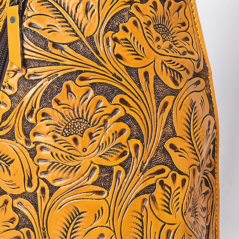 ADBG1443 Hand Tooled Leather Western Sling Bag - Midnight Floral Crossbody