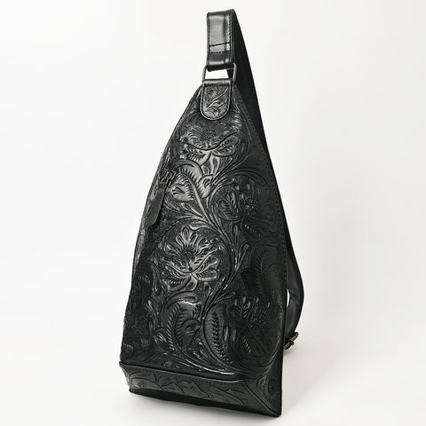 American Darling Hand-Tooled Western Leather Sling Bag | Genuine Leather Floral Carved Crossbody