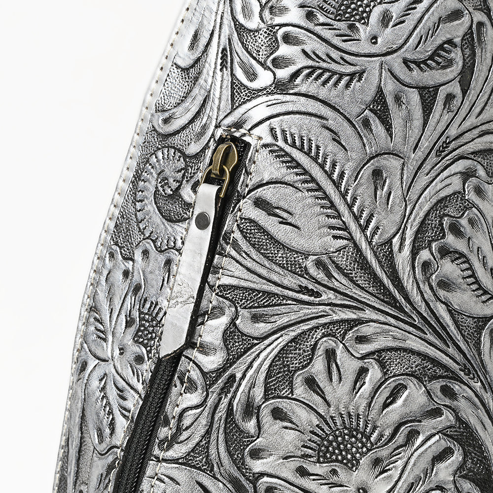 ADBG1443 Hand Tooled Leather Western Sling Bag - Midnight Floral Crossbody