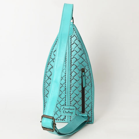 American Darling Hand-Tooled Western Leather Sling Bag | Genuine Leather Floral Carved Crossbody