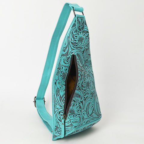American Darling Hand-Tooled Western Leather Sling Bag | Genuine Leather Floral Carved Crossbody