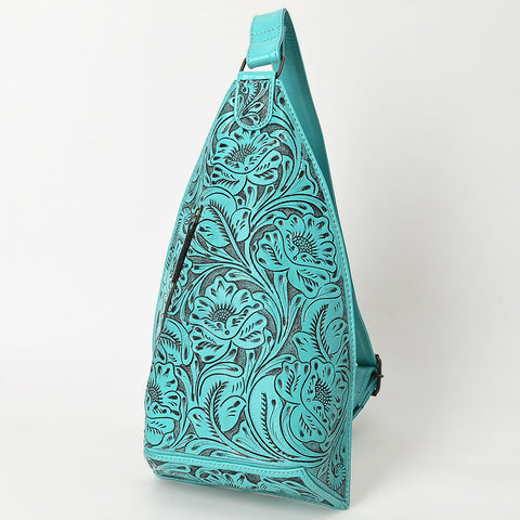 American Darling Hand-Tooled Western Leather Sling Bag | Genuine Leather Floral Carved Crossbody