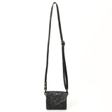 ADBG1444 Hand Tooled Leather Wallet Bag - Western Floral Mini Satchel