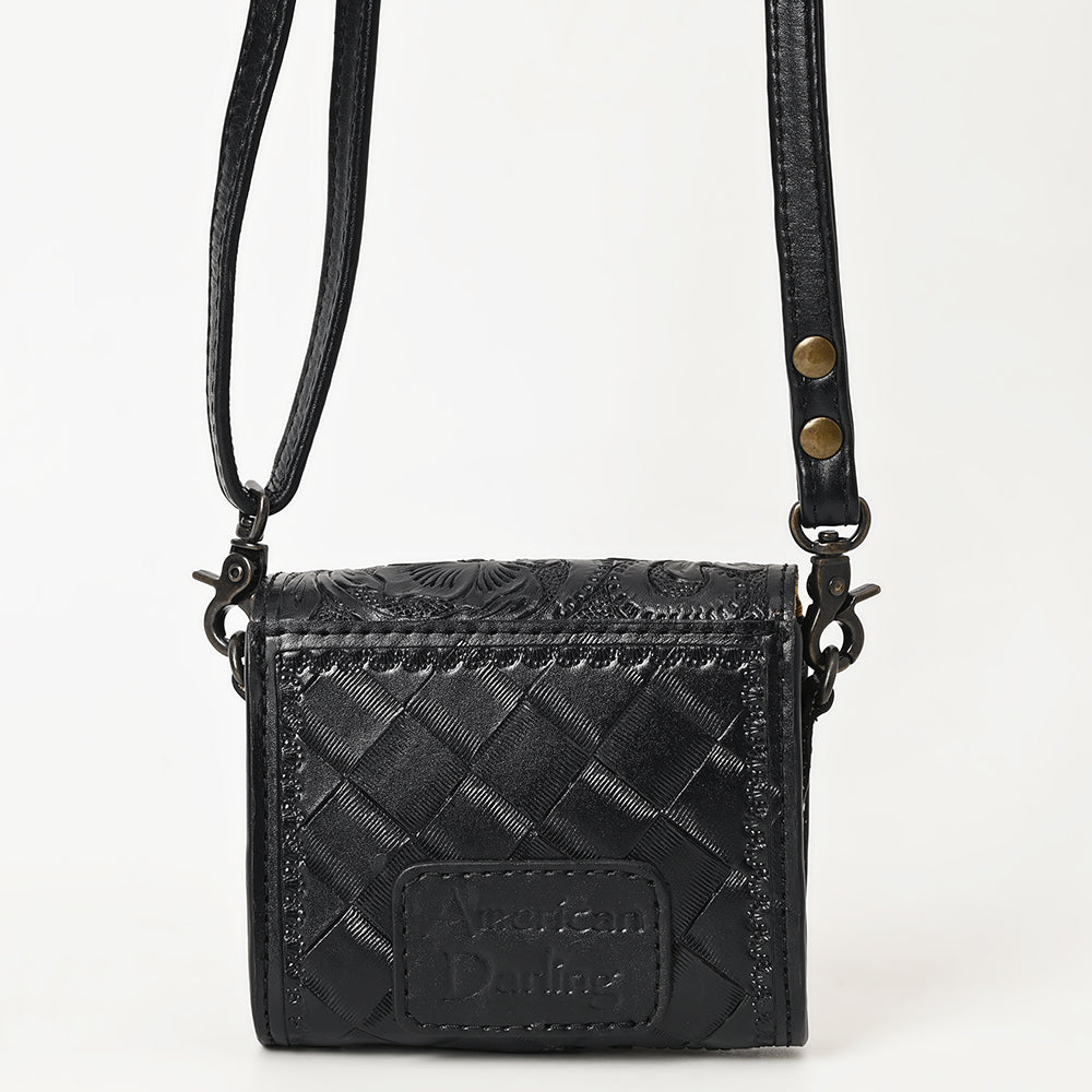 ADBG1444 Hand Tooled Leather Wallet Bag - Western Floral Mini Satchel