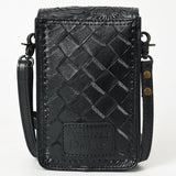 ADBG1448 Hand Tooled Leather Phone Crossbody Bag - Western Floral Vertical Pouch