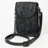 ADBG1448 Hand Tooled Leather Phone Crossbody Bag - Western Floral Vertical Pouch