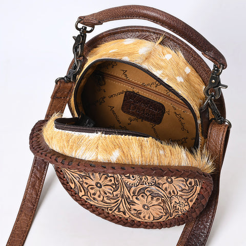 American Darling Hand Tooled Western Leather Canteen Bag ï¿½ Genuine Leather Floral Carved Crossbody