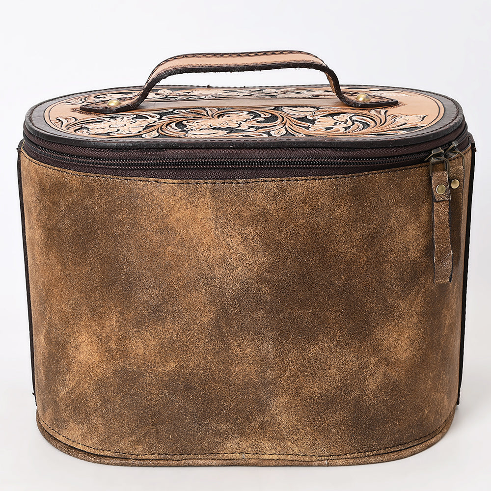 ADBGA411 Tooled Leather Jewelry Case with Spacious Interior and Durable Structured Body
